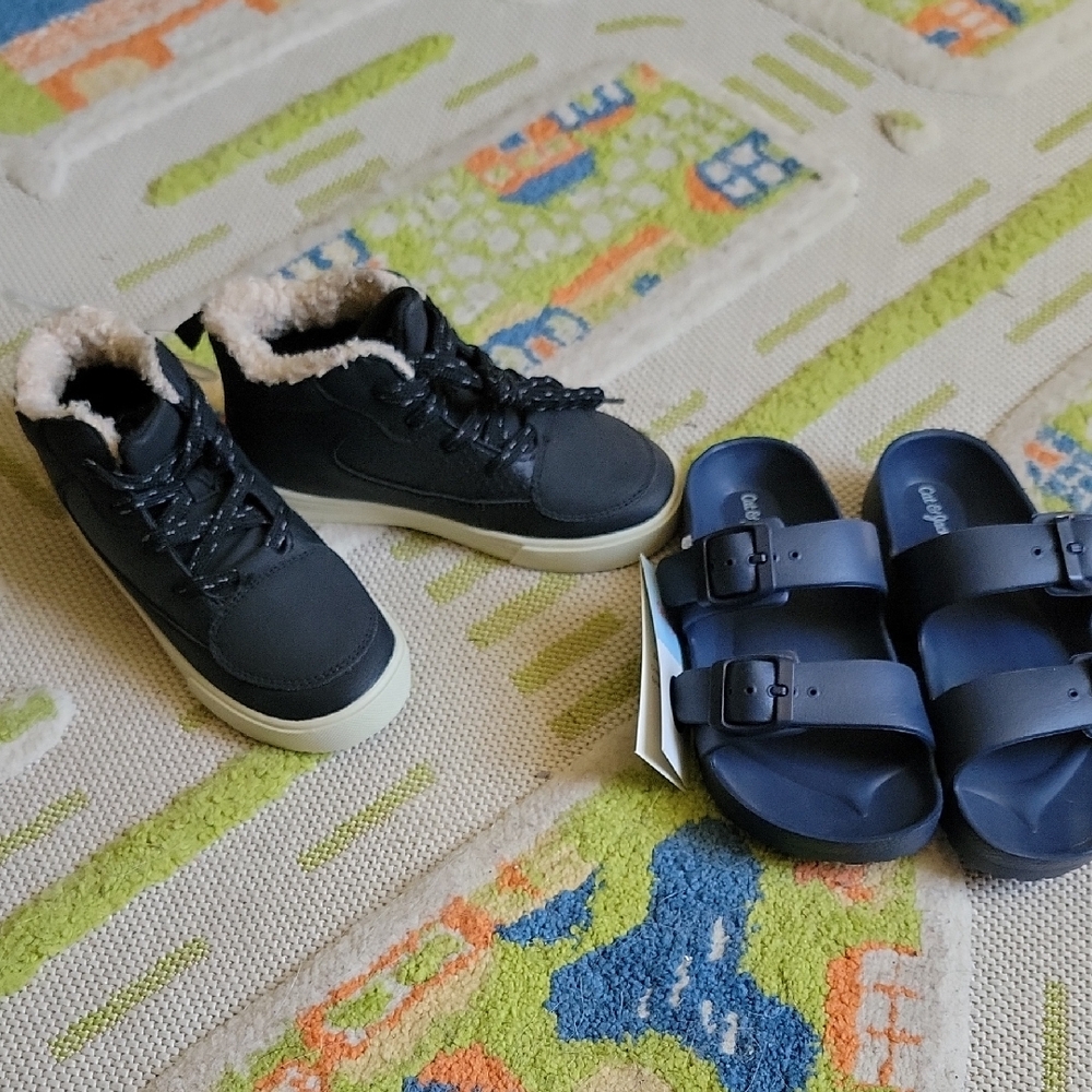 Kids Black and Blue Shoes Set